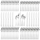 Bestdin 60 PCS Silverware Sets - Mirror Polished Flatware Set for 6, Including Knives, Spoons and Forks, Cutlery Set, Dishwasher Safe & Stainless Steel Silverware for Wedding Gift, Home & Party Use