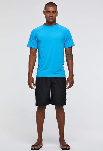 Arcweg Rashguard Mare Surf Uomo Maniche Corte Protezione Solare UV UPF 50+ Asciugatura Veloce Maglia Anti UV Pescs Stile Sciolto Elastica Maglietta Piscina - 5