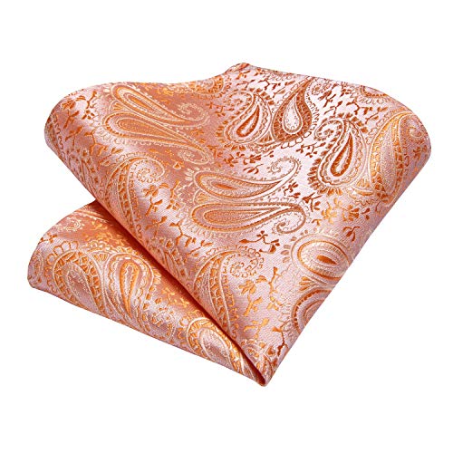 Image of DiBanGu Mens Paisley Tie Set Silk Woven Jacquard Necktie and Pocket Square Cufflinks Gift Set for Wedding Bussiness