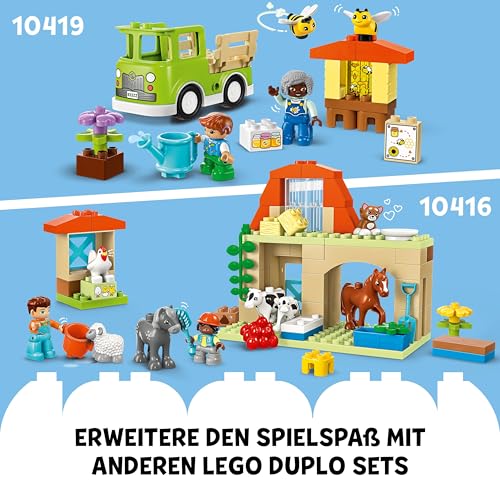 LEGO DUPLO Town Tierpflege auf dem Bauernhof - Spielzeug für Kinder - Montessori Spielzeug -Bauernhof mit Tierfiguren - Pferd, Kuh und Huhn - Lernspielzeug für Mädchen und Jungen ab 2 Jahren - 10416