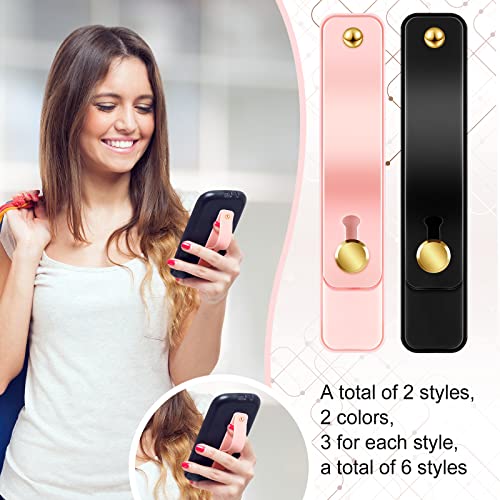 Image of Weewooday 6 Pieces Phone Grip Holder Cell Phone Grip Strap Telescopic Finger Strap Stand Universal Finger Kickstand for Most Smartphones(Black, Pink,Classic)