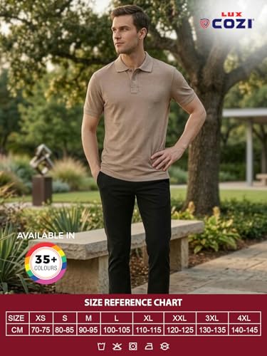 Image of Lux Cozi Men's Cotton Solid Polo Tshirt | Collar Tshirts | Half Sleeves | Stylish & Premium All Day Wear | Pack of 1