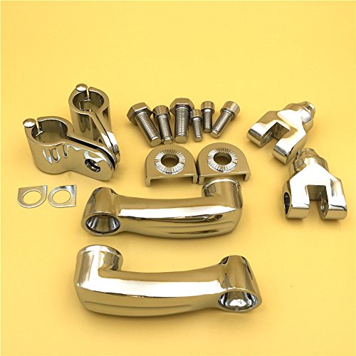 SMT-Chrome 360 Degree Adjustable Highway Peg Mounting Kit Compatible With any Bike Equipped with 1-1/4 inch Front Engine Guard Frame Tube Honda GoldWing VTX1300 Shadow Valkyrie Triumph [B01AVH3MTM] - Thumbnail 7