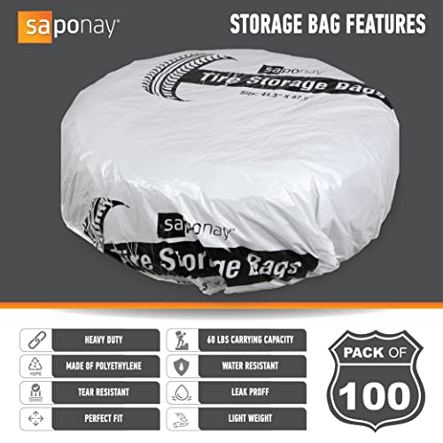 Saponay Tire Storage Bags 100 Piece, 47.2 X 27.5 Inch, Double Layer Heavy Duty Polyethylene Bags For Tire Shops, Summer And Winter Tire Cover Bag For Cars Jeeps And Suvs #TOP3