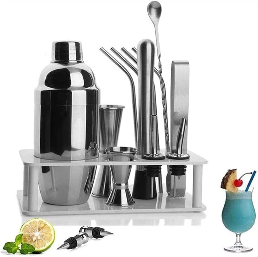 Shaker à cocktail pilon doseur et cuillère avec support pour kit de barman maison