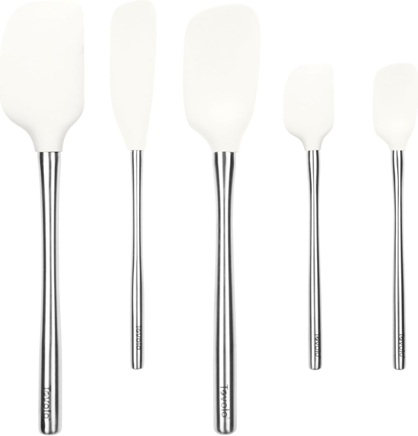 Tovolo - Juego de 5 espátulas de acero inoxidable y silicona (blanco), color blanco