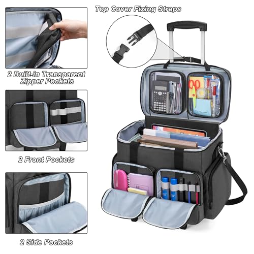 CURMIO Rolling Teacher Tote Black