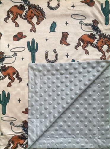 Image of Baby Blanket for Boys Girls Super Soft Double Layer Minky with Dotted Backing Cute Cow Crib Receiving Blanket Bed Throws for Newborns Nursery Stroller Toddler 30 x 40 Inch (Western Cowboy)