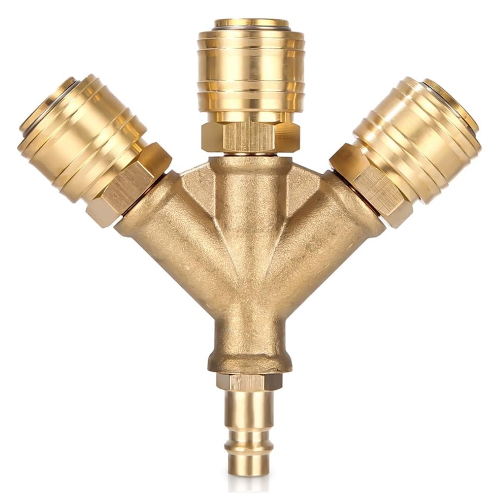 Littimoon Compressed Air Distributor Triple with Couplings, NW 7.2 1/4AG Air Hose Quick Coupler Distributor