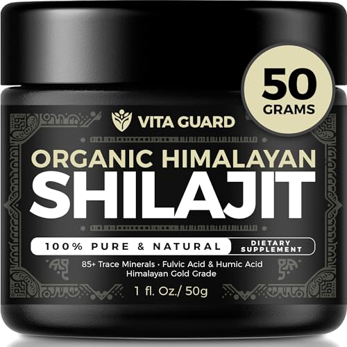 Shilajit Pure Himalayan Organic Shilajit Resin - 500mg High-Strength Organic Shilajit Resin, Enhanced with Over 85 Trace Minerals & Fulvic Acid for Boosting Energy and Immune System Support, 50 Grams