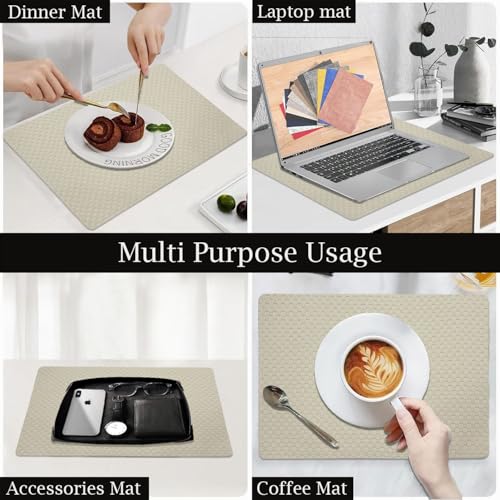 Image of Amazon Brand - Umi PVC Vinyl Foam Design Placemat STPG127 | Heat Resistant, Wipe Clean, Anti-Skid Table Mats for Dining Table, Kitchen & Home Decor (30x45 CM Cream Set of 6)