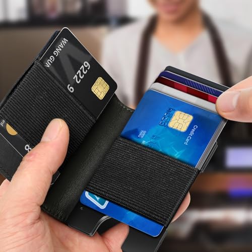 Mens Money Clip,Slim Leather Wallet Card Case For Men Expandable for 11 Cards RFID Blocking4