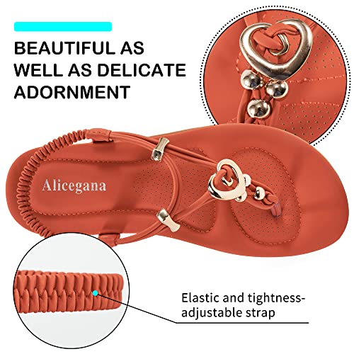 Image of Alicegana Women's Summer Sandals Bohemian Beaded Ankle Walking Strap Casual Flip Flops Ladies Sexy Flats Comfortable Shoes