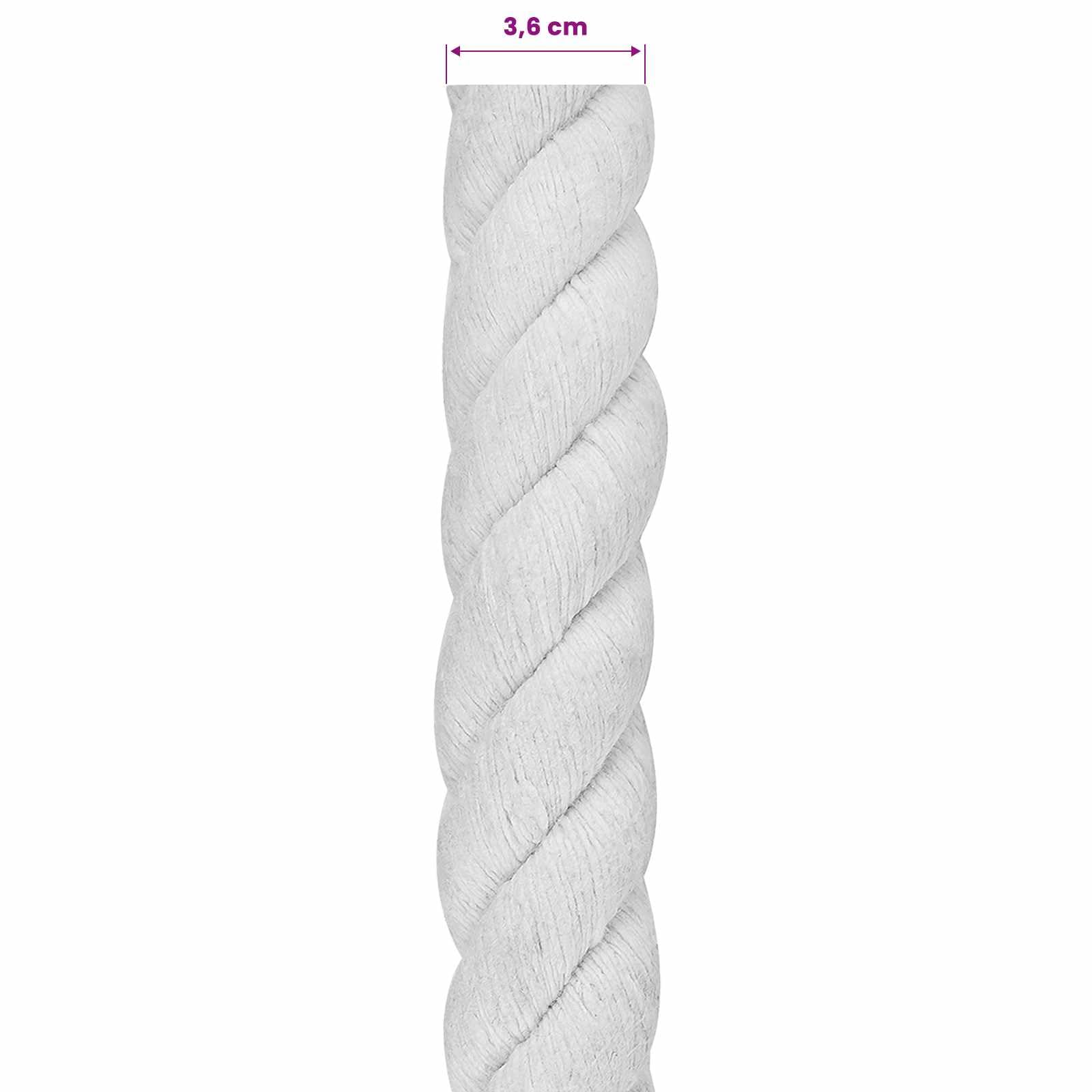 Linka bawełniana, biała, 3,6 x 3,6 x 500 cm, 3-warstwowa, wszechstronna, do ogrodu, na kemping, do warsztatu, rzemiosła, mocowania i kreatywnych projektów "zrób to sam" z niezawodnym uchwytem