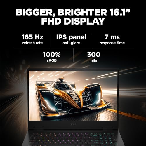Image of HP OMEN Gaming Laptop, Intel Core i7-14700HX (14th Gen), 8GB RTX 4060 GPU, 16.1-inch (40.9 cm), 140W, FHD, IPS, 165Hz, 300 nits, 16GB DDR5, 1TB SSD, RGB Backlit KB (MSO, Black, 2.32 kg), wf1025TX