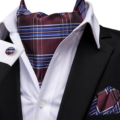 Image of Dubulle Paisley Floral Ascot for Men Self Tie Mens Cravat and Pocket Square Cufflinks Wedding