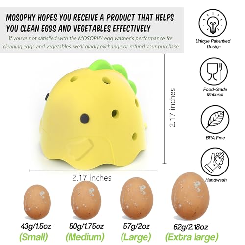 MOSOPHY Silicone Egg Washer - Cute Dinosaur Egg Cleaner for Fresh Eggs, Fruits & Veggies, Ideal for Homesteaders, Backyard Chickens & Egg Collectors - Thumbnail 4