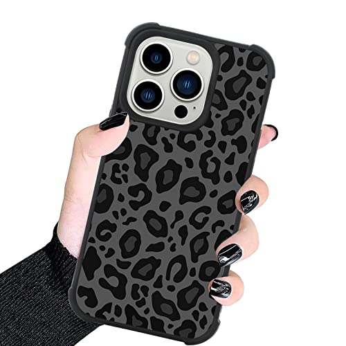 Image of KANGHAR Case Compatible with iPhone 14 Pro,Black Leopard Design | Tire Texture Non-Slip +Shockproof Rugged TPU Protective Case for iPhone 14 Pro 6.1 Inch (2022) Leopard Pattern