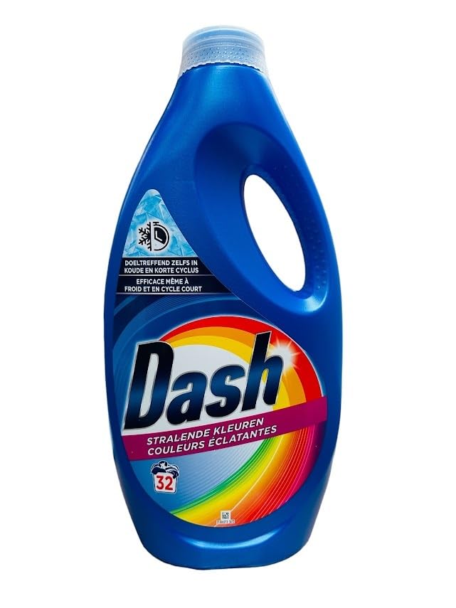4er Pack - Dash Flüssigwaschmittel/Buntwäsche- Leuchtende Farben (Stralende Kleuren) - 32 Waschgänge/1440ml
