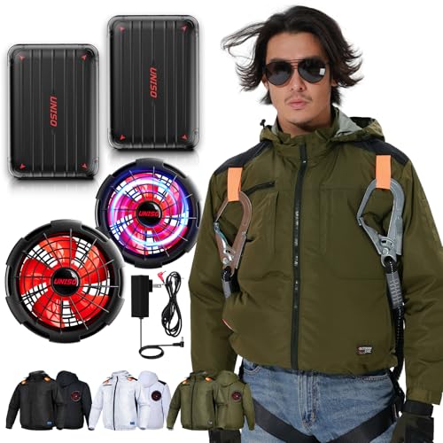 [UNISO] �y�o�b�e���[ 2�Z�b�g 30V�����o�� 40000mAh��e�ʁz�󒲍�ƕ� �t�@���t������ �n�C�o�b�N �t�@�� �o�b�e���[�Z�b�g ���{�������[�J�[ 2.8H�}�����[�d 17���ԉғ� 5�i�K���ʒ��� �u���V���X���[�^�[ ��e�� �y�� �ʋC��