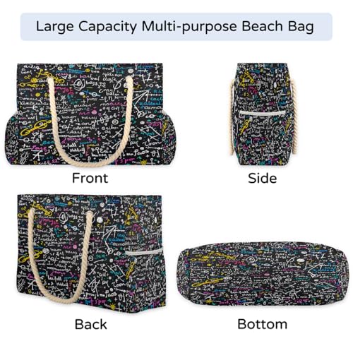 Large Beach Tote Bags for Women Abstract English Colorful Waterproof Sandproof Shoulder Bags Swim Pool Purse with Zipper Beach Vacation Essentials for Summer Swim Pool Travel Gifts4
