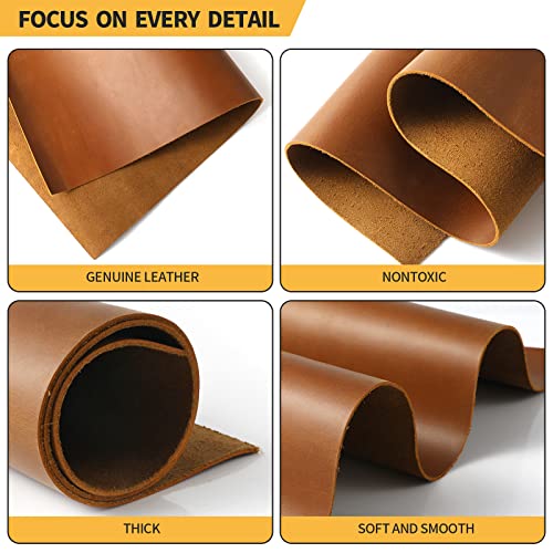 Image of RingSun Genuine Leather Sheets for Crafts 24''X24'' Full Grain Leather Tooling Leather (2mm) Thick Cowhide Leather Pieces Square, Bourbon Brown