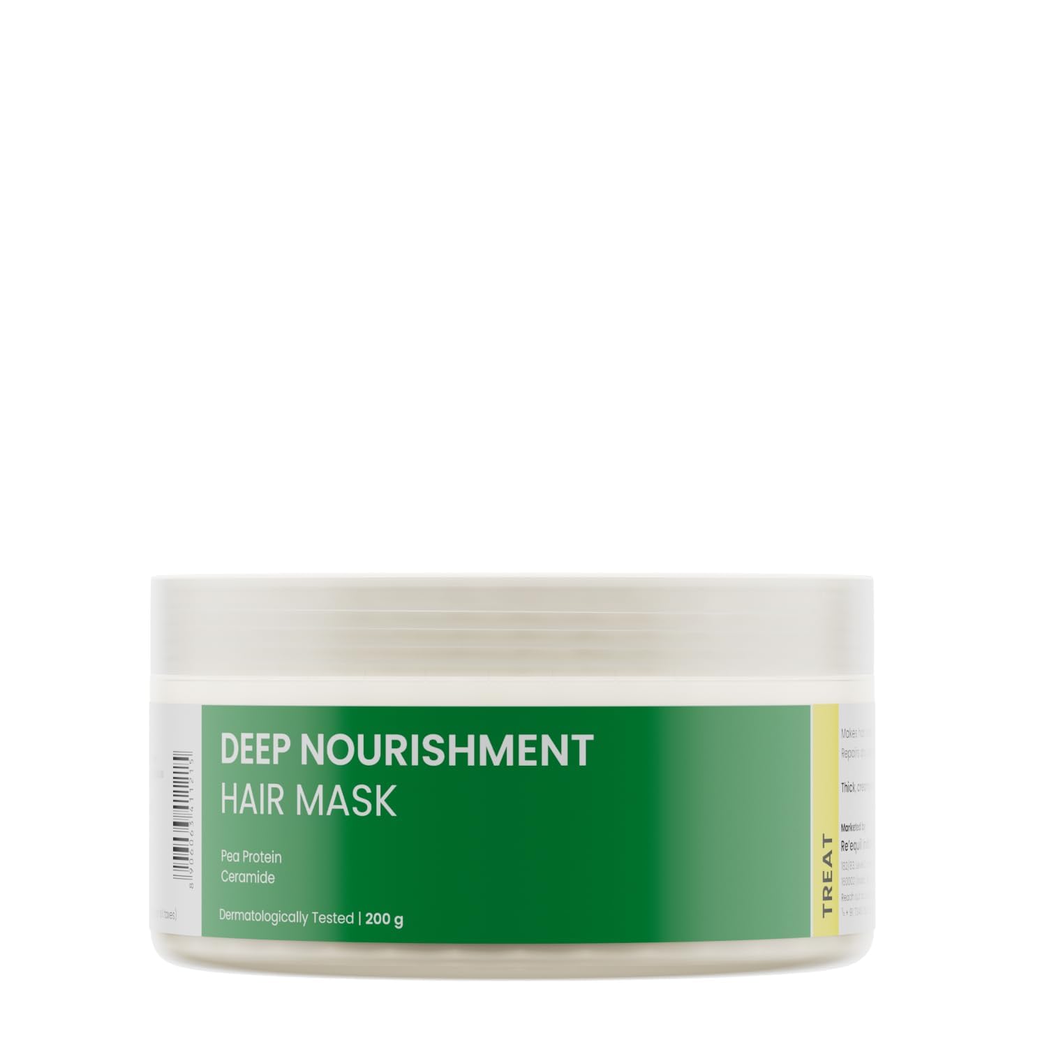 R.E' E.QU.IL Deep Nourishment Hair Mask with Pea Protein & Ceramide, Repairs Dry, Damaged & Frizzy Hair, SLS & Paraben Free, All Hair Types, 200 Gram - Fresh