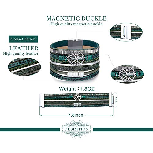Image of Desimtion Inspirational Tree of Life Boho Leather Wrap Bangle Bracelets for Women, Teen Girl Gifts Trendy Stuff, Fashion Accessories Jewelry Gifts for Women Girls
