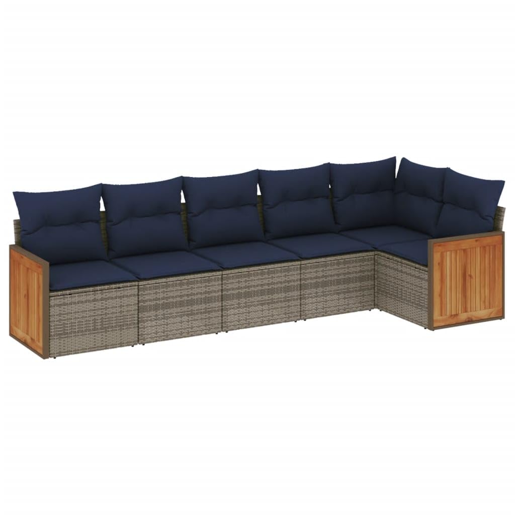 Canapé de jardin résine tressée grise 6 pcs pour des soirées d'été conviviales