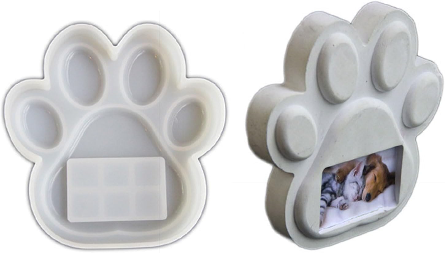 Flexible Pet Pawprint Frame Mold Unique Dog Paw Photo Frame Epoxy Resin Mold Ornaments Dog Paw Frame Silicone