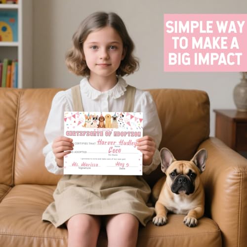 Doodlream 30 Stück Haustier Adoptionszertifikat Papier 20 x 25 cm Großes Papier Zur Adoption Eines Welpen für Tierheime und Tieradoptionszentren