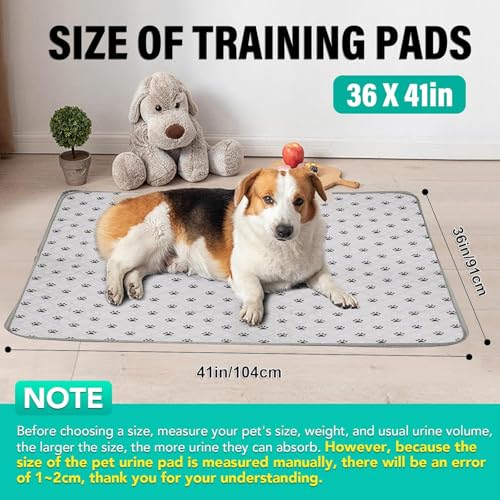Image of FUWERY Washable Pee Pads for Dogs ,36 inchX41 inch, Thick Heavy Absorbency Reusable, Prevent Leakage, Non-Slip Pee Pads for Puppy Playpen,Potty Training, Grey, 2 Packs