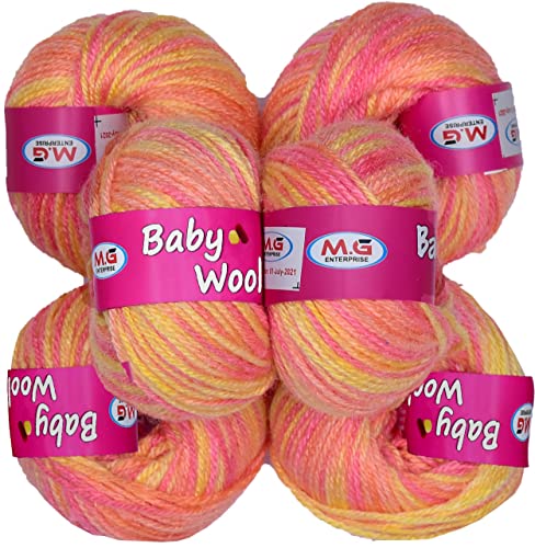 Image of M.G ENTERPRISE Premium Wool 100% Acrylic Wool Multi Orange (12 pc) Baby Wool M /G Wool Ball Hand Knitting Wool /Art Craft Soft M /G Fingering Crochet Hook Yar FD