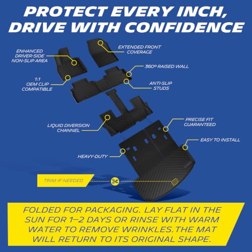 Image of Michelin Vehicle Mats for 2020-2025 Kia Telluride (5 Piece) | All-Weather TPE Custom Fit Liner, Premier