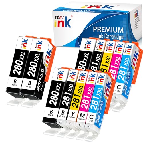 PGI-280XXL CLI-281XXL, 12-Pack for Canon Ink 280 and 281 cartridges Used for Canon tr8620a Ink cartridges TR8620 TR8520 TR7520 TR8600 TS9120 TS9521C Printer,