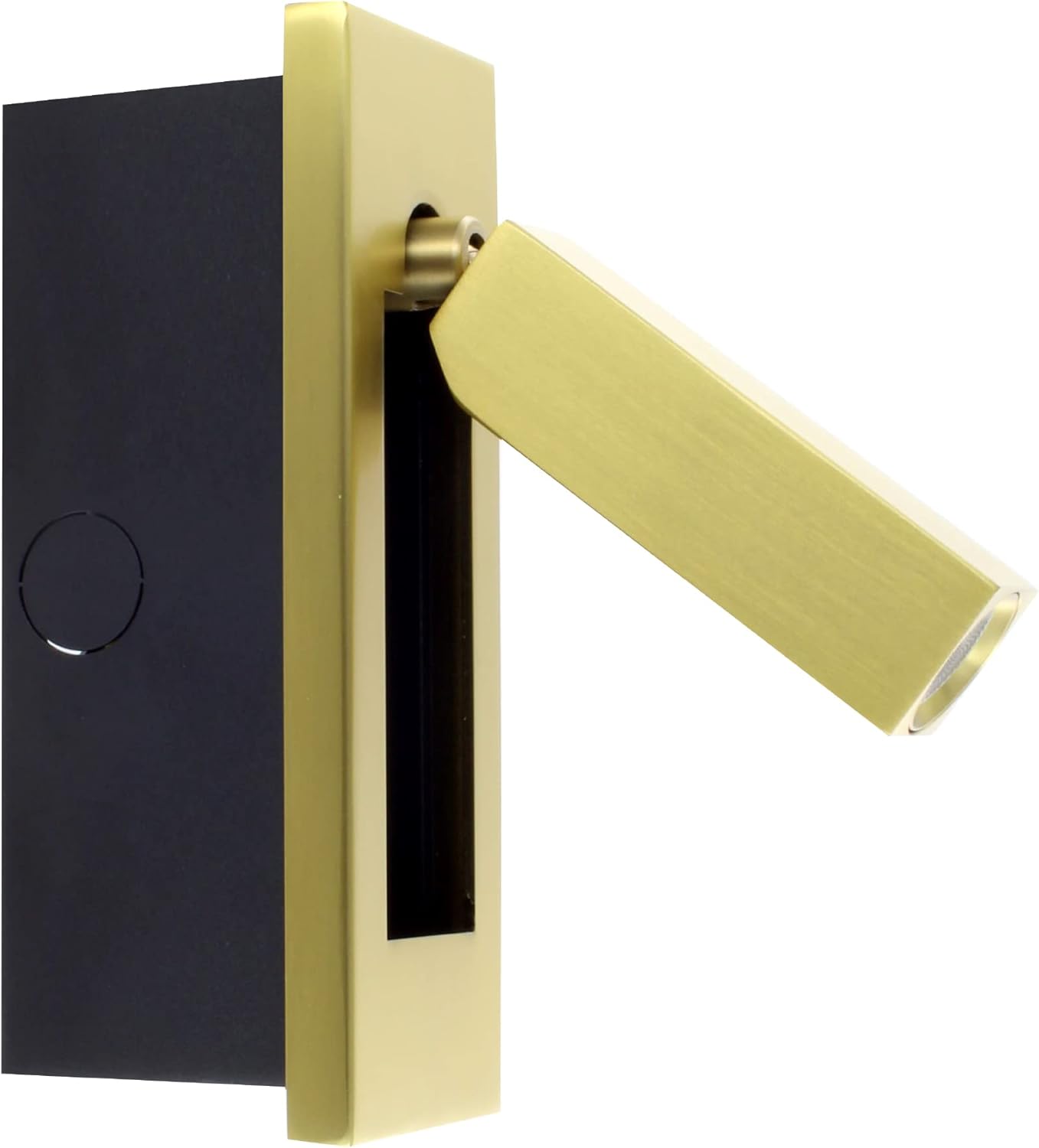 Modern Wall Mounted Bedside Adjustable Reading LED Light Sconce - Just Lift to Turn On or Hide to Turn Off - Brushed Gold