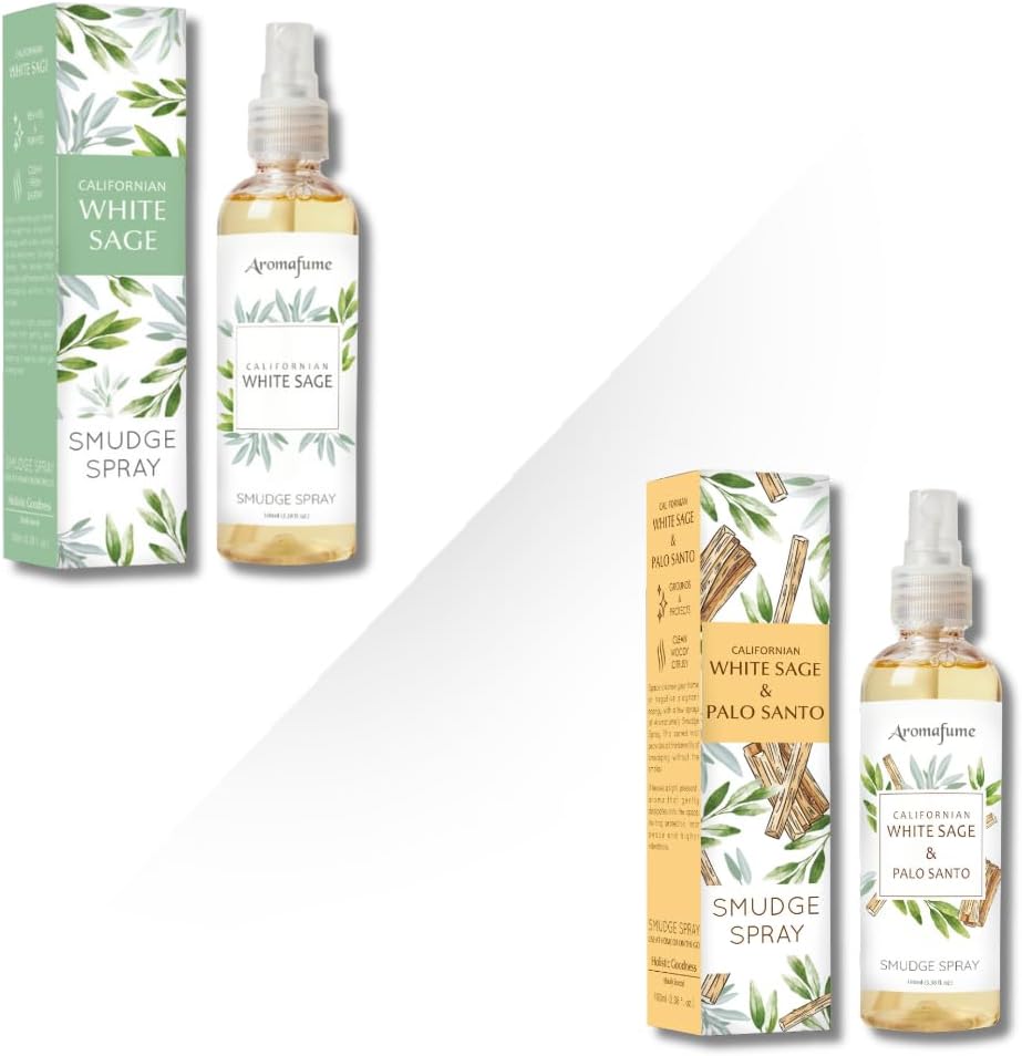 White Sage Smudge Spray + White Sage and Palo Santo Smudge Spray |100ml each | Induce Positivity, Protection, Purification & Relaxation | Fresh, Earthy & Herbal Scents