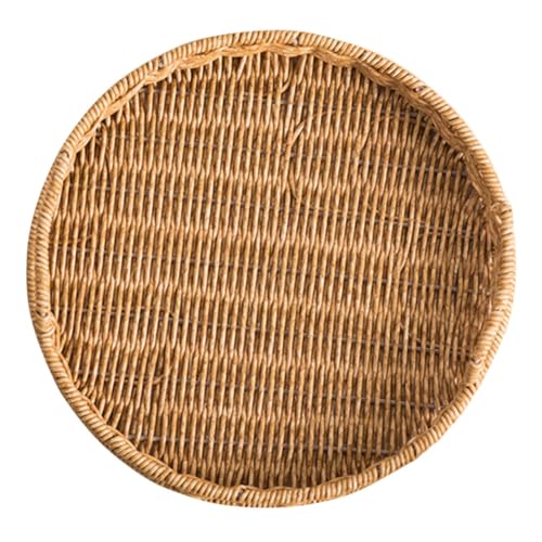 GLEAVI Cesta de Pan Tejida Natural Cesta de Almacenamiento y Verduras Soporte Redondo Servir Opción Hogar