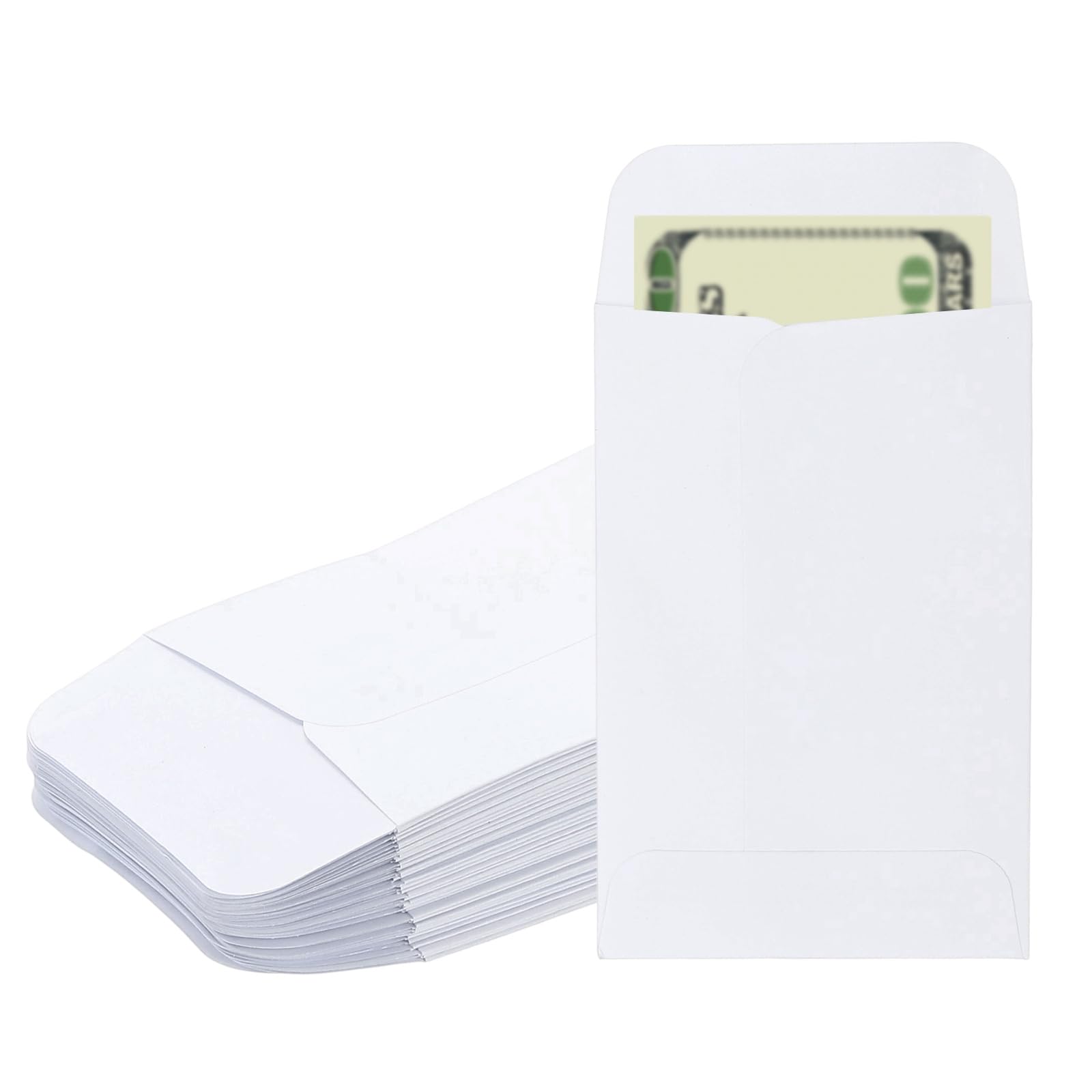 PATIKIL Money Envelope, 50 Pack 3.5" x 2.2" Cash Envelopes Money Holder Bags Budgeting Saving Challenge Letter for Gift Coins Checks Tickets Jewelry Passport Card, White โ image 1