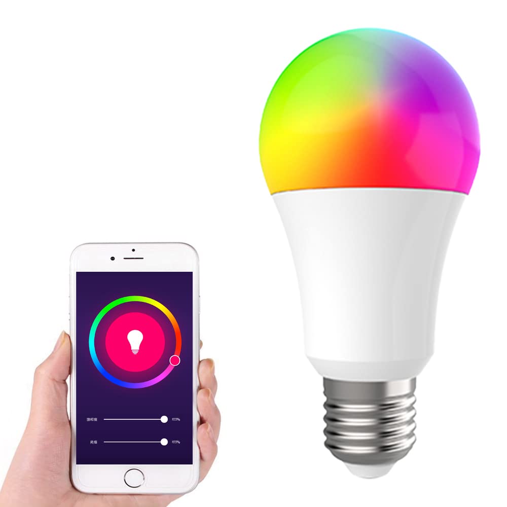 SaskaSmart LED Bulb E27 Tuya Wi-Fi Control Color Adjustable Light compatible with Amazon Alexa/Google Home RGB+CW+WW 10W (1)