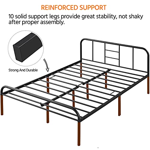 Yaheetech Metallbett 140×200 cm mit Lattenrost und stabiler Konstruktion