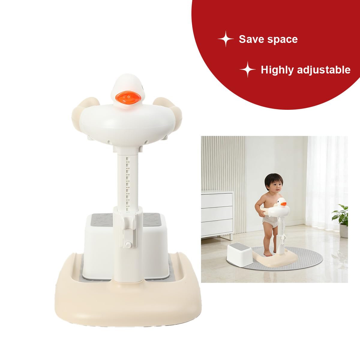 Supporto per Vasca Da Bagno per Bambini, Torre da Bagno Regolabile, Sedia da Bagnetto Regolabile in Altezza per Bambini da 6 Mesi a 4 Anni, per Cambiare Vestiti, Supporto Doccia