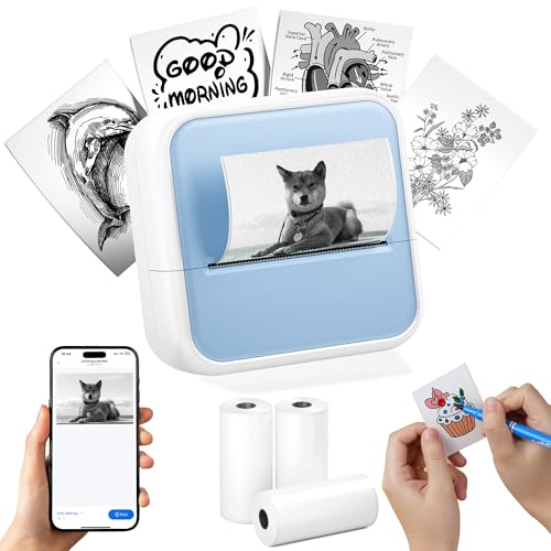 HiHTV Sticker Printer - Mini Sticker Maker Machine with 3 Roll Tapes,...