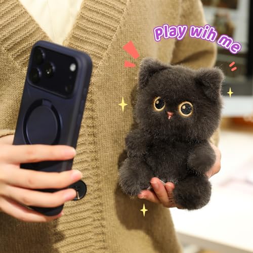 Image of Ditucu Palm-Sized Cat Stuffed Animals Cute Soft Plush Dolls Small Plushies Toys Gifts for Kids Grey 6 inch