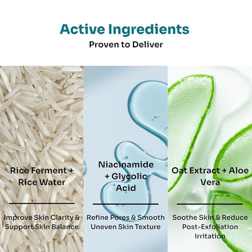 Image of Kitcoz 5% Niacinamide and 8% Glycolic Acid Face Toner with Rice Water 150ml | Alcohol Free with Sake Ferment, Licorice and Aloe. For pores, texture and hydration. All skin types, AM and PM.