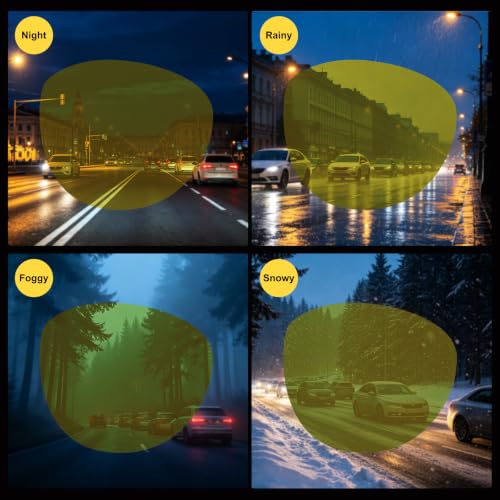 Image of GEGURI Night Vision Glasses, Night Driving Fit Over Glasses Polarized Anti-Glare for Men & Women Yellow Lens