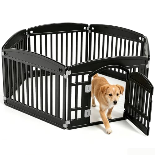 Image of Sweetcrispy Dog Playpen, 6 Panels Indoor Plastic Puppy Pet Fence, 24 Inch