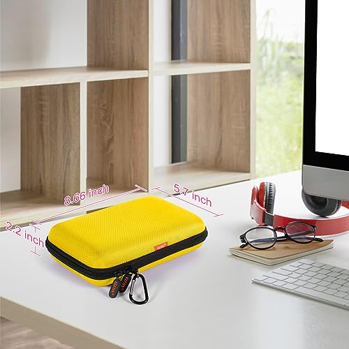 Image of Bright Yellow Hard Shell Electronic Organizer Carrying Case - Shockproof Large Storage Case for Hard Drive, Phone, Power Bank, Charger, Earbuds - Zipper Pouch Gadget Bag for Business, Travel