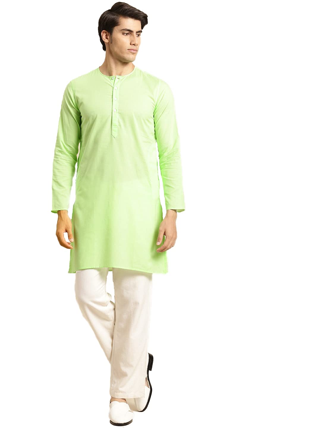 Rajubhai Hargovindas Men's White Fine Cotton Long Kurta | Round Neck | 10 Colours |