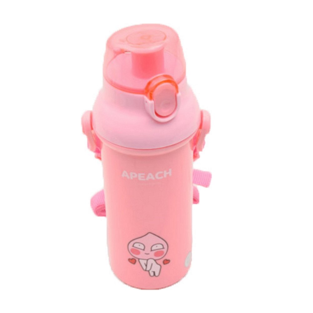 KAKAO FRIENDSApeach One-Touch Water Bottle with Shoulder Strap 450ml (15.2 Oz)